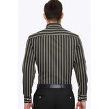 Black-White striped cotton blended full sleeve shirt for men on hanger