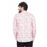 Multicolor cotton blended printed full sleeve shortkurta for men on display