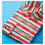 Red-White cotton blended striped full sleeve shirt on hanger