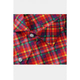 Red cotton blended checked full sleeve shirt for men on hanger