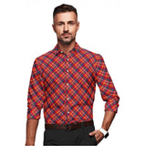 Men's Cotton Blended Checked Full Sleeve Shirt (Red)