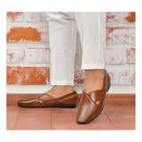 Tan faux leather slip-on men's formal shoes - versatile footwear for professional events