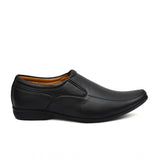 Black faux leather men's slip-on formal shoes