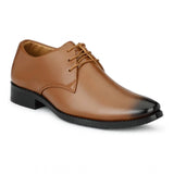Tan faux leather men's formal shoes - sleek lace-up design for dressy occasions