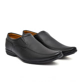 Men's black faux leather slip-on formal shoes, versatile and comfortable footwear for men