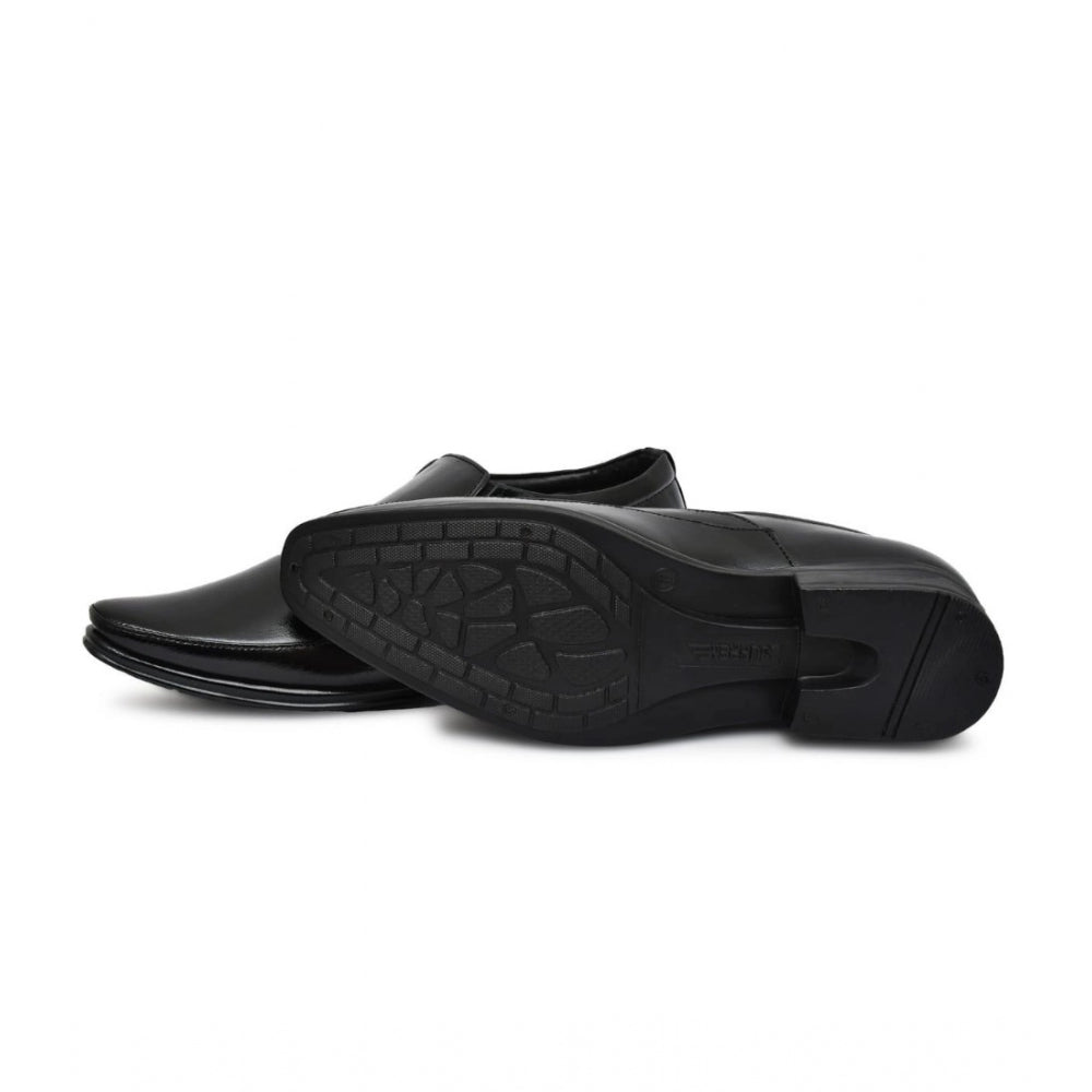 Black faux leather men's formal slip-ons, ideal for formal events