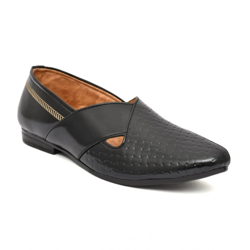 Men's black faux leather slip-on formal shoes - ideal for a sleek, modern look