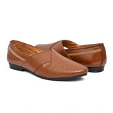 Tan faux leather slip-on formal shoes for men - stylish, vegan footwear