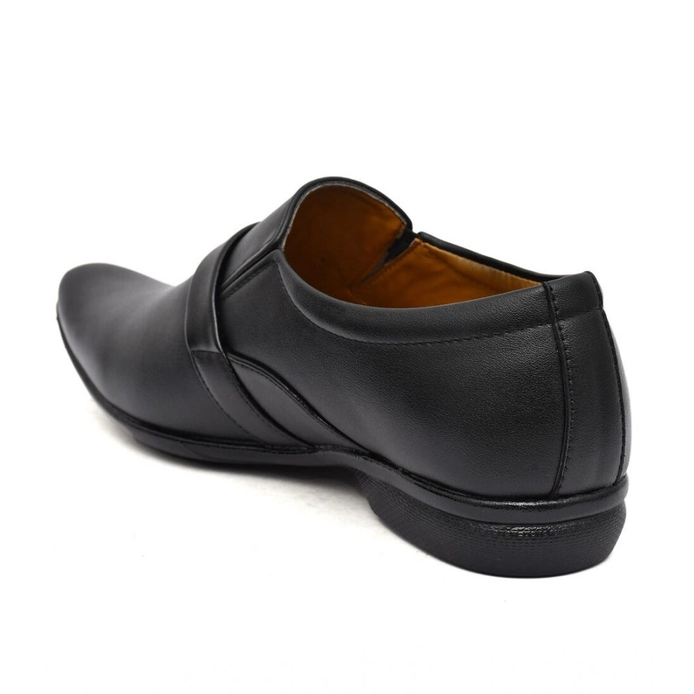 Black faux leather slip-on formal shoes for men - ideal for professional events