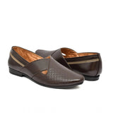 Brown faux leather men's slip-on formal shoes