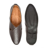 Brown faux leather men's slip-on formal shoes for fashionable events
