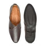 Brown faux leather men's slip-on formal shoes for fashionable events