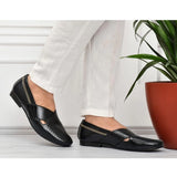 Black faux leather men's slip-on formal shoes