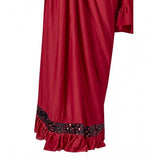 Red Lycra solid saree with unstitched blouse (5.5 mtr), women's ethnic wear on mannequin