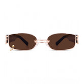 Metal multi-color rectangular sunglasses with UV400 protection for unisex use, different shades shown