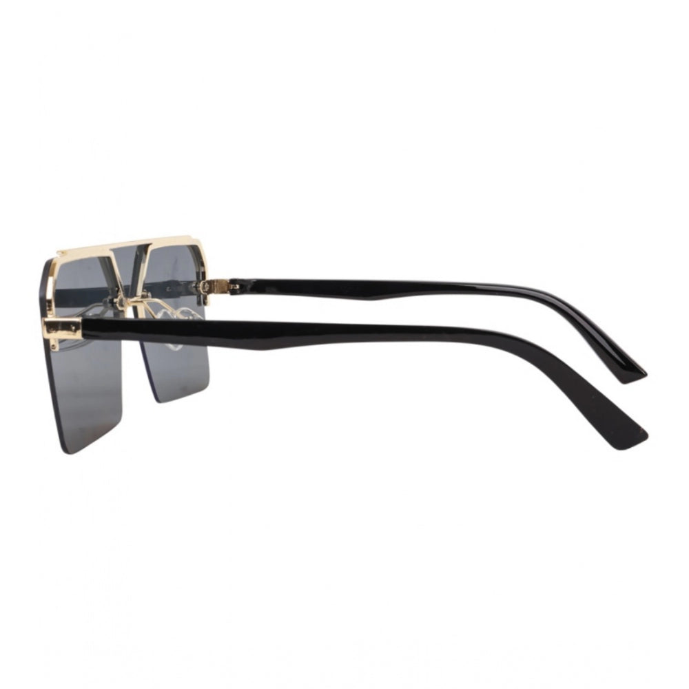 MultiColor polycarbonate unisex sunglasses with retro square frame, UV400 protection on model's face
