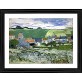 Multicolor wood framed View of Auvers 1890 painting with wall mount, lightweight art display