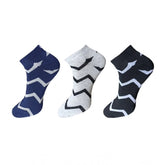 Multicolor unisex casual cotton printed ankle length socks set (3 pair) on display