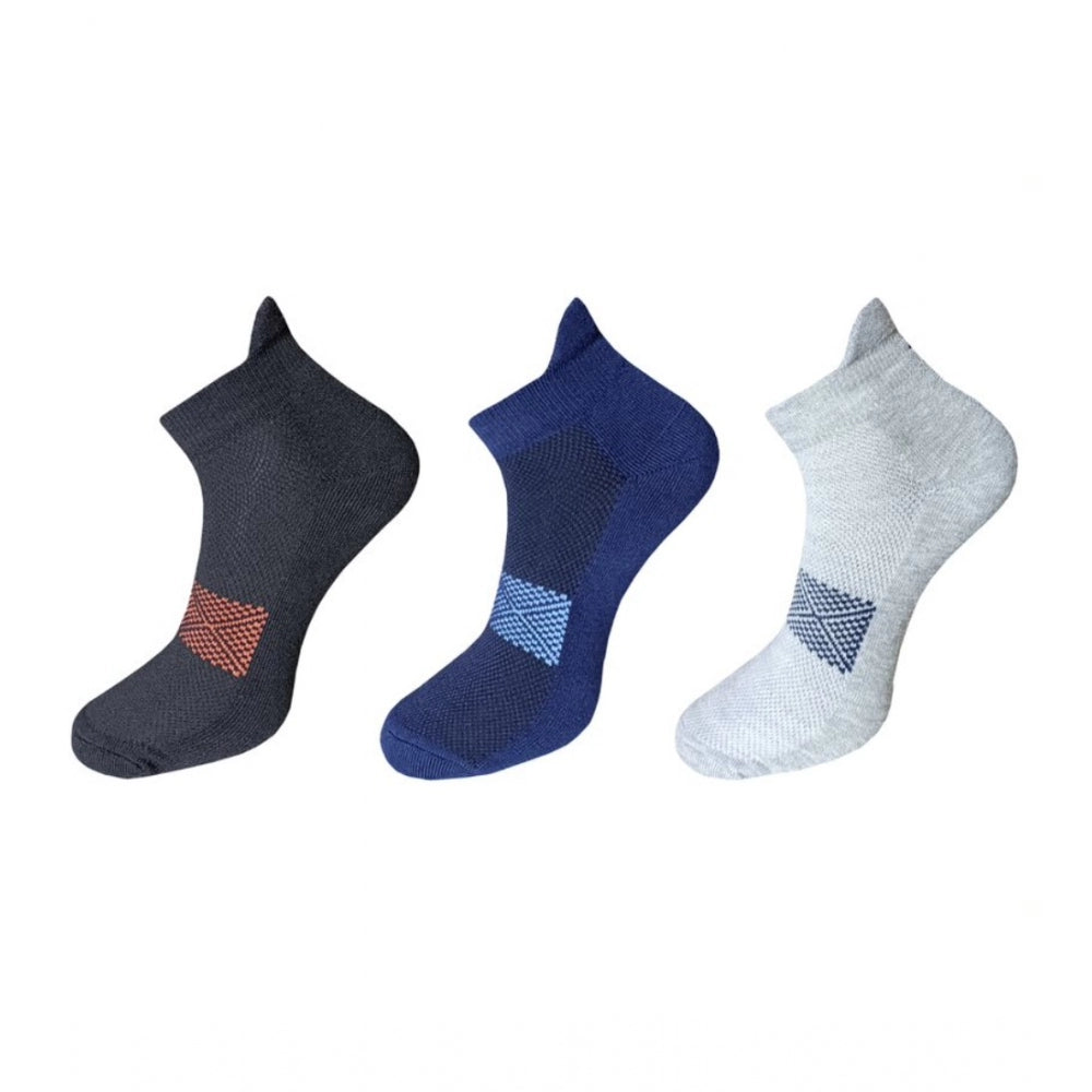 Multicolor unisex casual cotton printed ankle length socks set on display