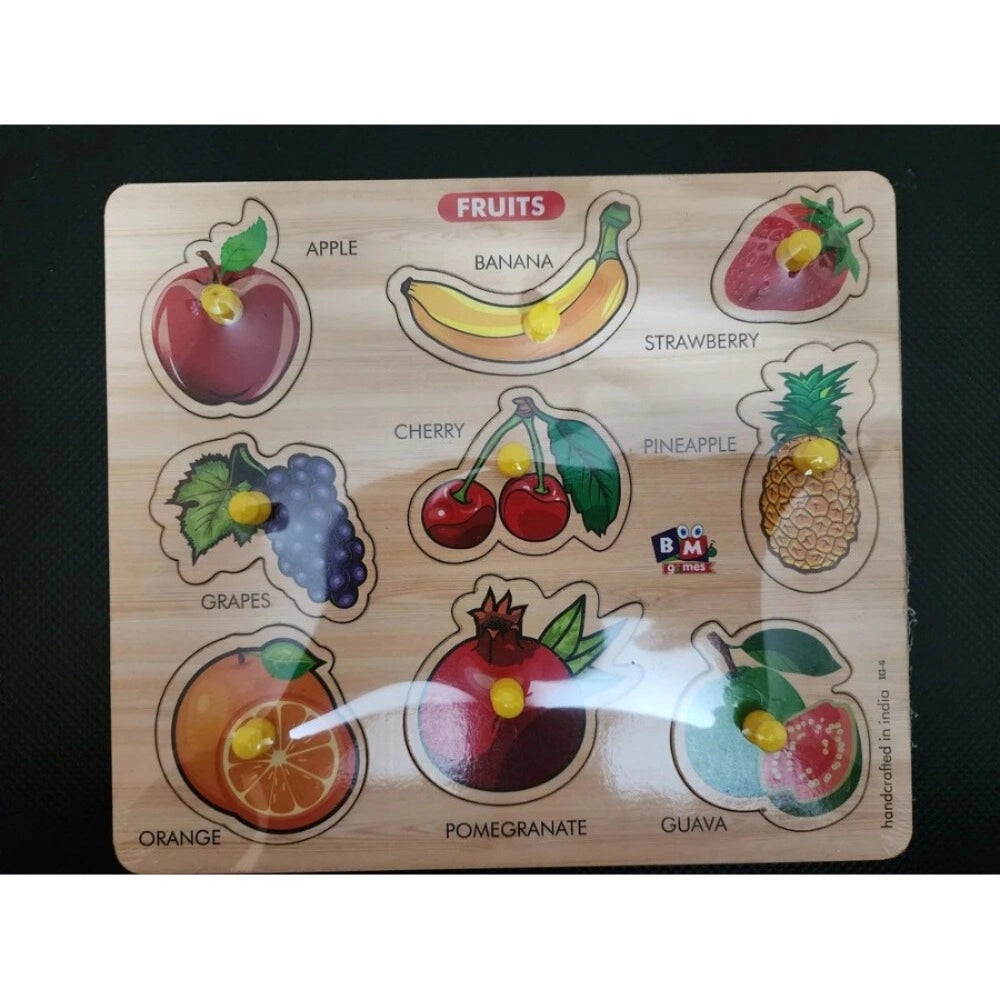 Assorted wood fruits puzzle for toddlers, educational toy promoting learning skills at 3+ years