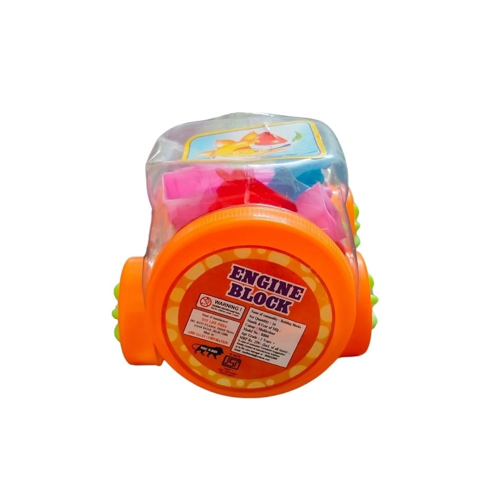 Assorted plastic educational toys engine block, 48 blocks with moving wheels, promoting fine motor skills for 3+ years