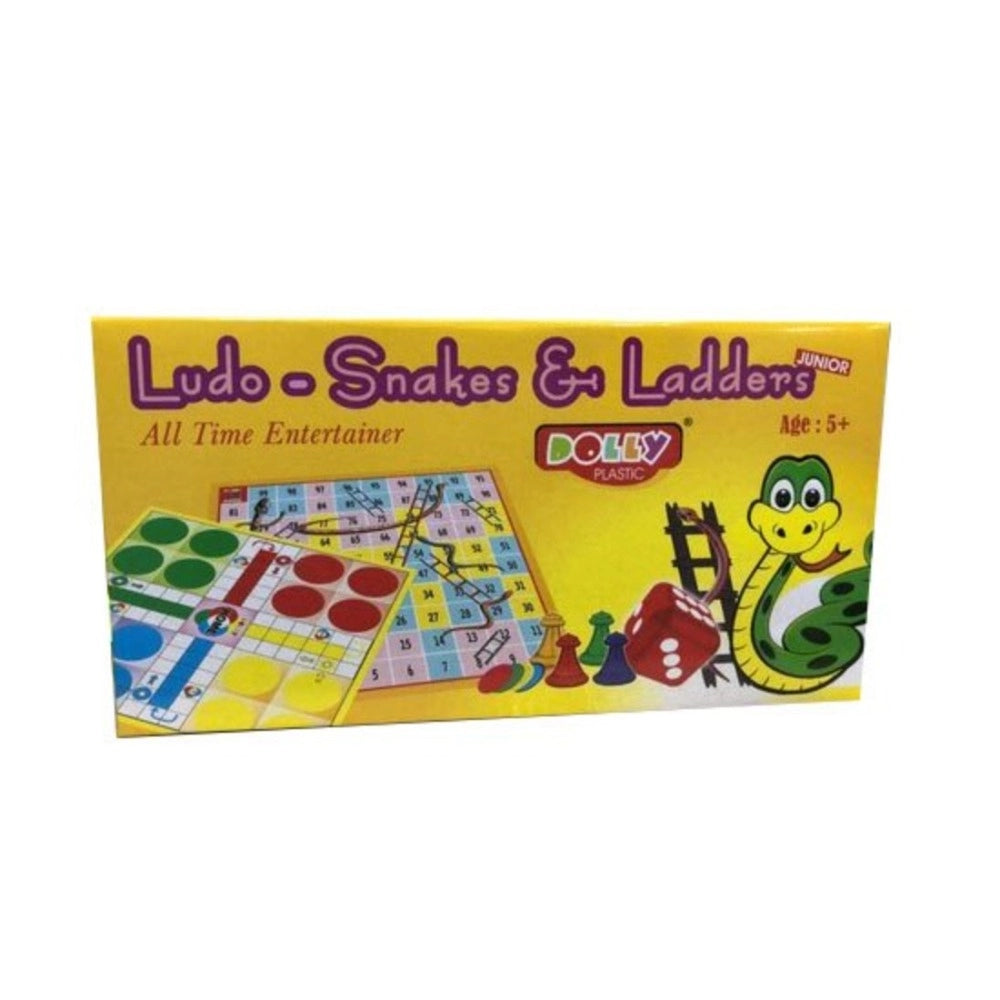 Assorted color plastic Ludo Snakes-Ladders board game enhances creativity and thinking skills for children aged 5+ (ideal for 2 players)