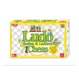 Assorted color, cardboard/plastic Ludo Snake-Ladders Chess - Ideal board game for kids 5+, encourages strategic thinking