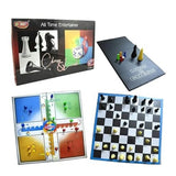 Assorted paper-plastic board game set: All Time Entertainer Chess & Ludo - ideal for 5+ years, encourages strategic thinking and learning numbers