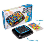 Assorted color plastic Double Trouble game for kids aged 5+, strategically connecting balls of the same color