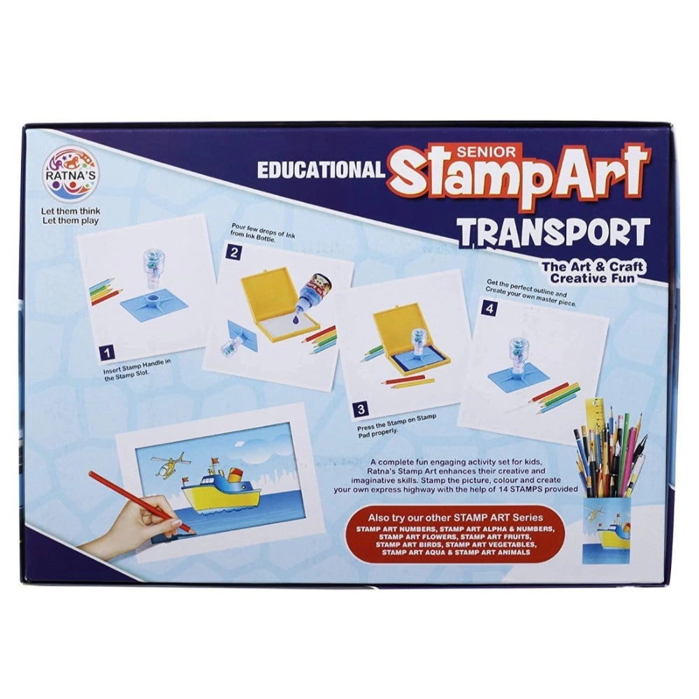 Assorted plastic stamp art-transport educational toy for 4+ years, enhances cognitive skills and focus