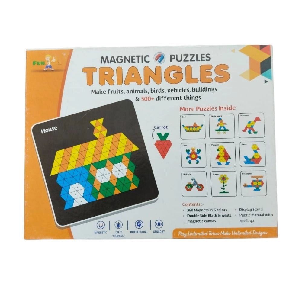 Assorted cardboard Magnetic Puzzle Triangle for educational fun for kids aged 3+, stimulating imagination and group play