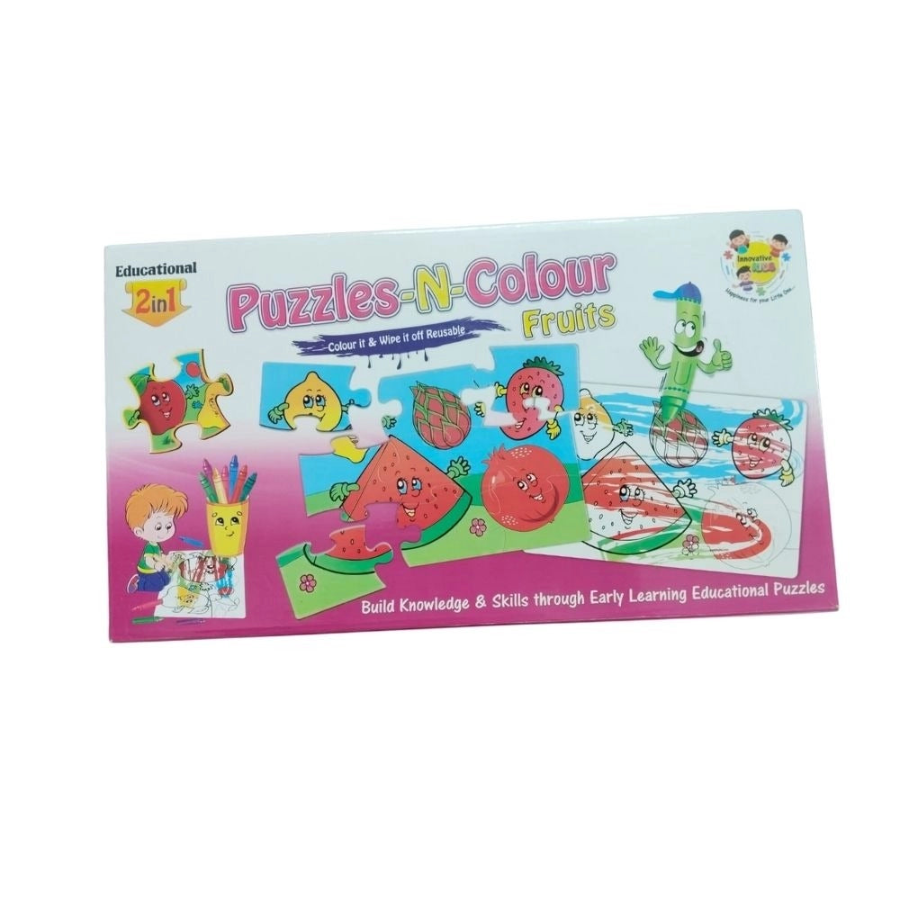 Assorted cardboard 2-in-1 Puzzle & ColorsFruit for educational toys, enhancing fine motor skills and memory in children aged 3+