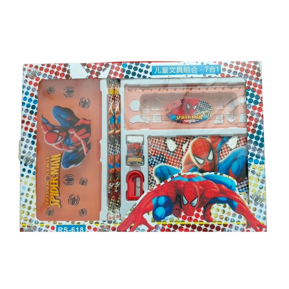 Assorted plastic Spiderman stationery kit for kids aged 3+, comprehensive combination set