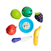 Assorted plastic 5-piece fruit cutting toy set for toddlers, improves color & shape recognition