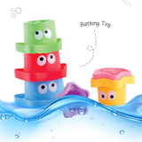 Assorted plastic Monster Stacking Cups for children 5+ years, promoting motor skills and cognitive development