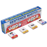 Assorted cardboard Sentence Master with 90 educational cards for 5+ years, teaching English grammar basics like nouns, pronouns, and tenses