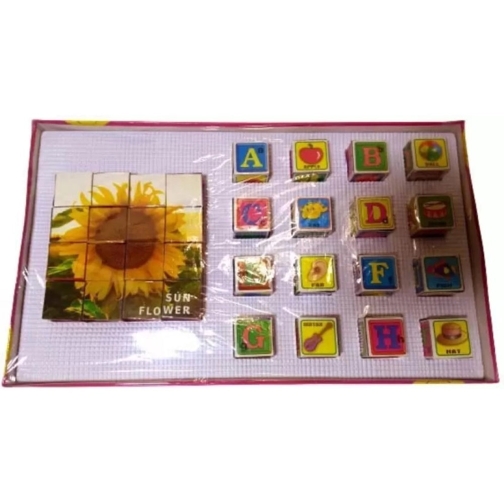 2-in-1 sunflower cardboard puzzle & blocks for kids aged 3+ | Enhances observation, problem-solving, stability, and intelligence