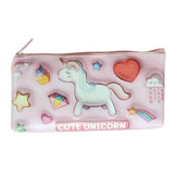 Unicorn canvas pencil pouch for kids, assorted colors, school stationery organizer