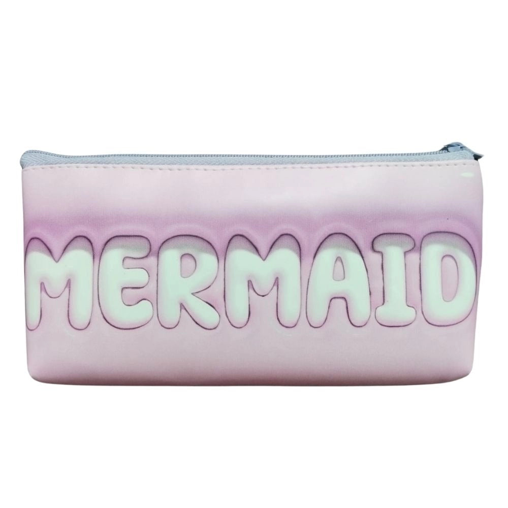 Mermaid canvas stationery pouch for kids, assorted colors, ideal for nursery to secondary school organizer