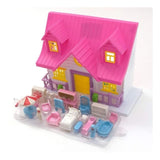 Assorted plastic mini dollhouse for 3+ years old, fully furnished with tables, chairs, sofas, and more - perfect gift idea for a happy princess home playset