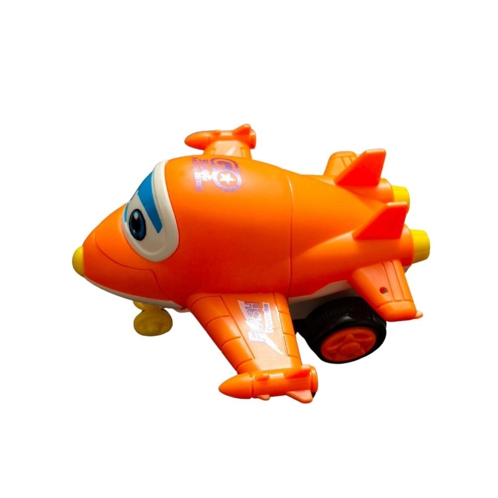 Cartoon Plastic Airplane toy for 1+ years - No batteries required, encourages hand-eye coordination & language development