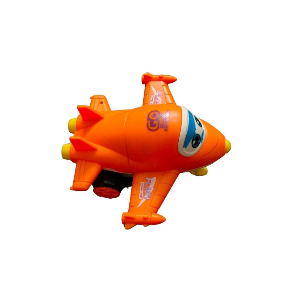 Cartoon plane plastic toy, no batteries required, durable for 1+ years, develops motor skills & language learning
