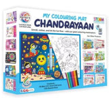 Assorted canvas Chandrayaan printed coloring mat, fostering creativity & learning about space exploration for 3+ years