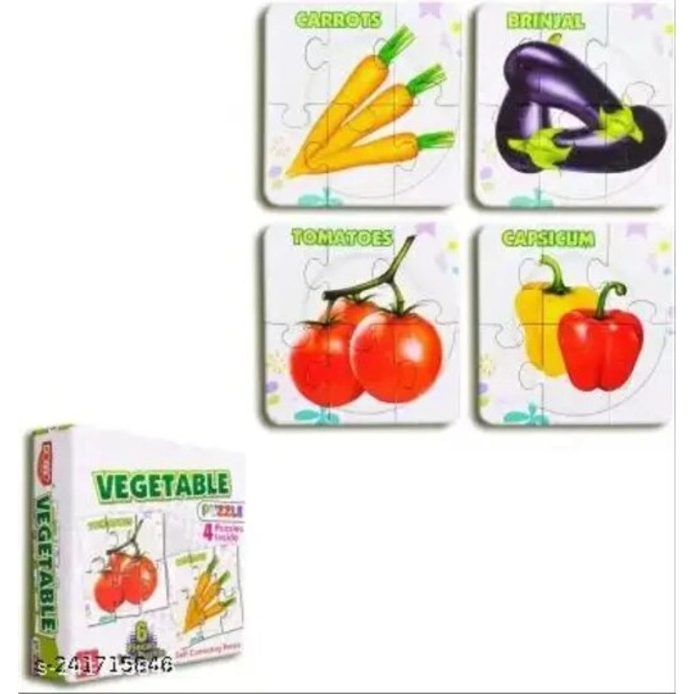 Assorted cardboard vegetable puzzles set for educational fun & development (4+ years)