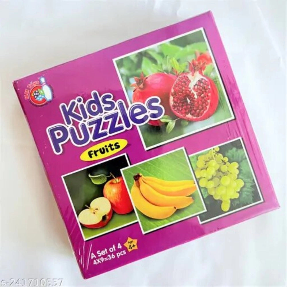 Assorted cardboard 4-piece fruit puzzle for children's education & cognitive development, enhancing focus and skillset
