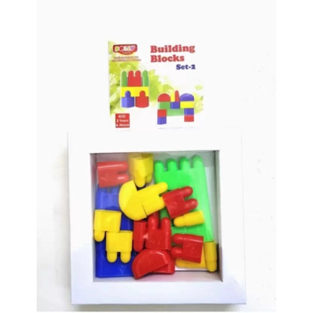 Assorted plastic building blocks set for educational play for children aged 3+, fostering fine motor skills, color recognition, teamwork, and problem-solving skills