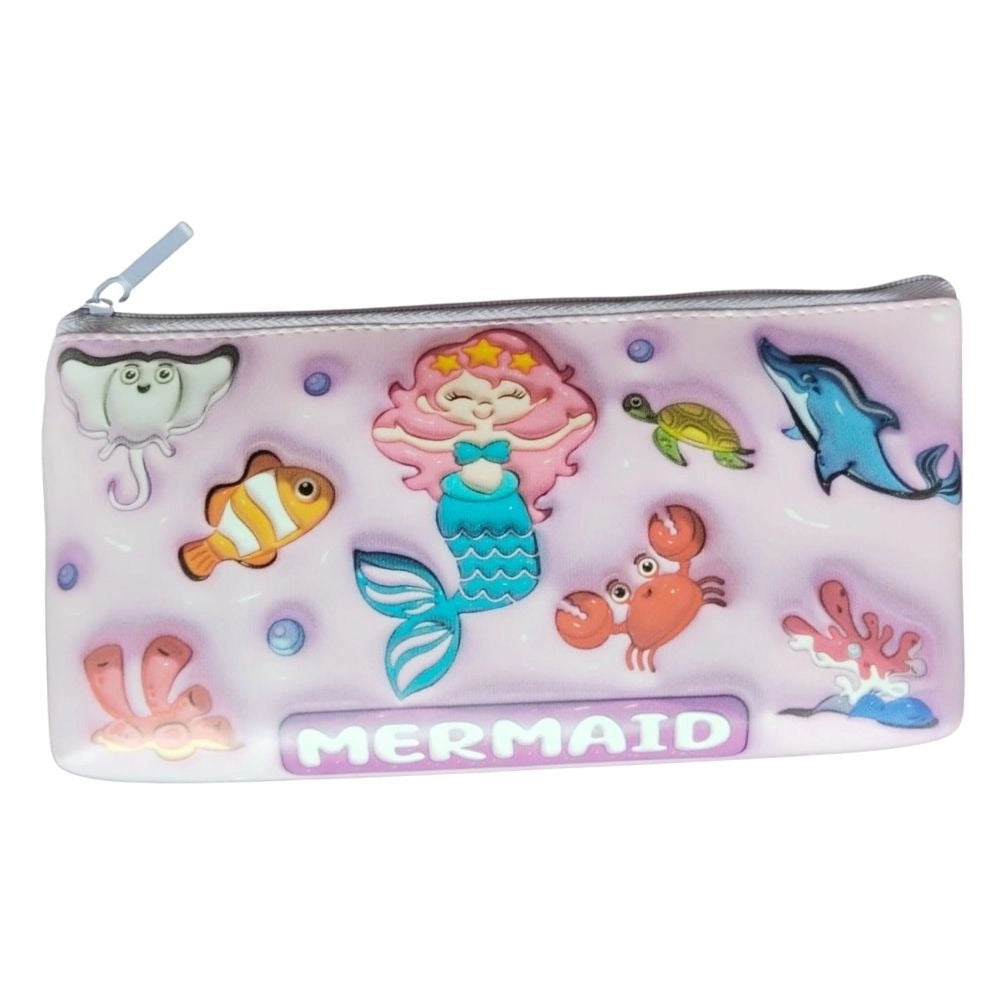 Assorted mermaid canvas pencil pouch for kids, ideal stationery organizer