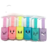 Assorted color, plastic, unique small size highlighter markers for stationery. Pens resemble mini toys, stored safely in a clear pouch