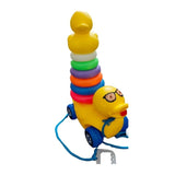 Assorted color plastic Dady Duck with rings for toddlers (1+ years), enhancing color recognition & motor skills