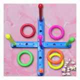 Assorted color plastic ring toss toys for 5+ years, enhances accuracy, coordination, and balance; safe for outdoor play